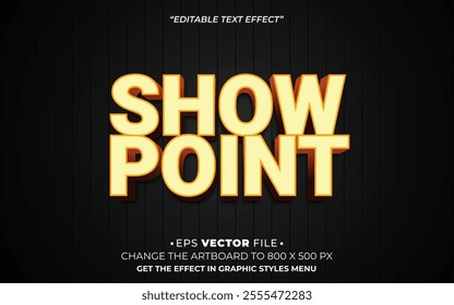 Show Point 3d text effect editable effect