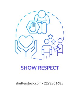 Show respect blue gradient concept icon. Stop transphobia demonstration. Supporting gender identity abstract idea thin line illustration. Isolated outline drawing. Myriad Pro-Bold font used