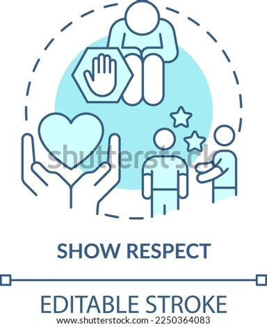 Show respect turquoise concept icon. Communication. Supporting gender identity abstract idea thin line illustration. Isolated outline drawing. Editable stroke. Arial, Myriad Pro-Bold fonts used