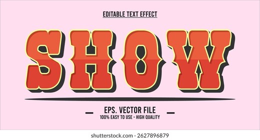 Show - Efeito de Texto de Circo Retrô - Estilo de Fonte Vintage Editável para Teatro e Design de Pôster