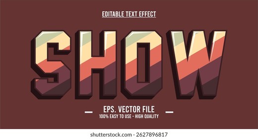 Show - Retro Diagonal Stripe Text Effect – Bold Vintage Font on Brown Background