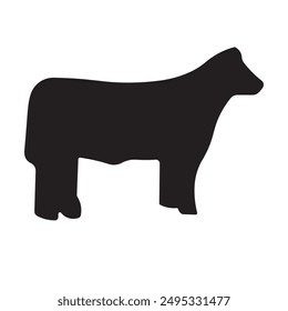 Show steer silhouette flat icon vector illustration isolated on white background, black silhouette, animal silhouette