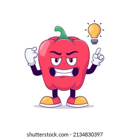 show strong pose red bell pepper cartoon mascot character vector illustration design