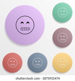 Show teeth emoji badge color set icon. Simple glyph, flat vector of emoji icons for ui and ux, website or mobile application