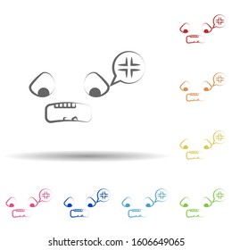 Show teeth face in multi color style icon. Simple thin line, outline vector of smile icons for ui and ux, website or mobile application