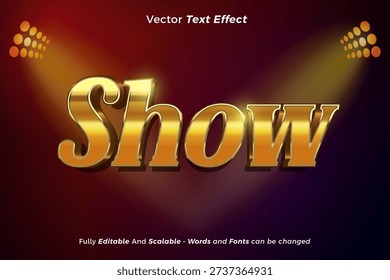 Show text with editable 3D style gold effect