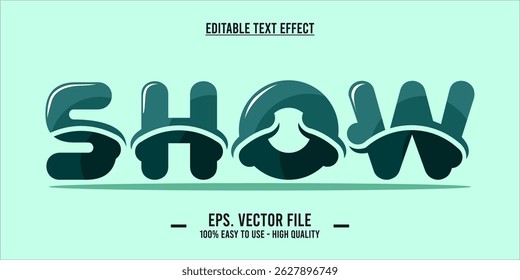 Show Text Effect with Elegant Curved Green Typography
