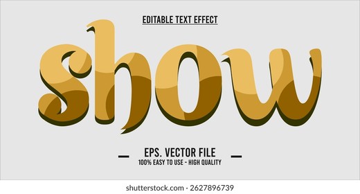 Show Text Effect in Elegant Gold 3D Script Style with Shadow