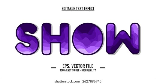 Show Text Effect in Layered Purple Paper Cut Style Typography
