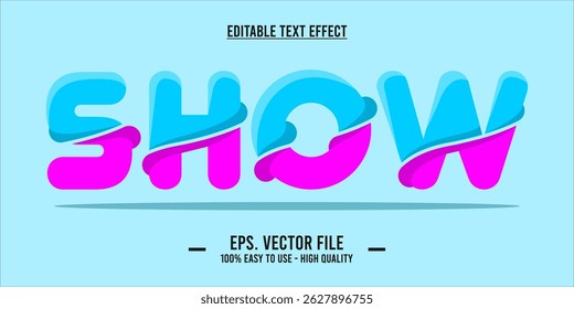 Show Text Effect with Modern Blue and Pink Split Typography