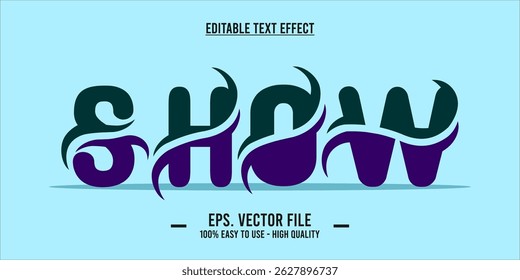 Show Text Effect with Sharp Curved Artistic Typography Design