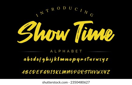 Show Time brush alphabet duo. Vector script.