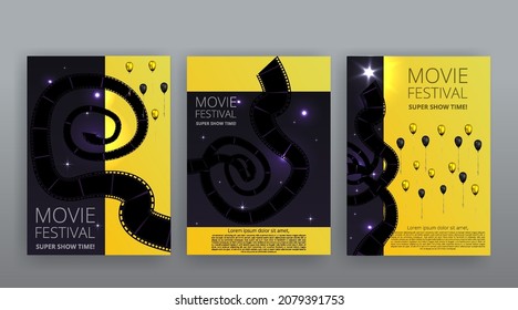 Show time, Cinema and Theatre beautiful flyer. Shining light bulbs vintage and luxury festival flyer  templates, golden realistic vector, music glowing vintage poster design