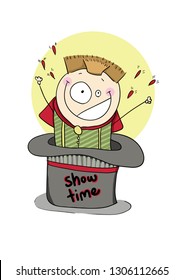 show time magician cartoon vector