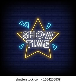 Show Time Neon Signs Style Text Vector