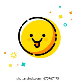 Show tongue emoticon. Trendy flat line emoji vector icon