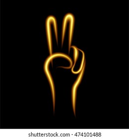show two fingers with fire