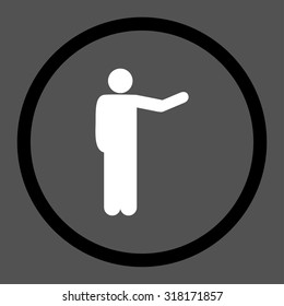 Show vector icon. This rounded flat symbol is drawn with black and white colors on a gray background.