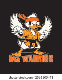 Show your fighting spirit with the "MS Warrior Duck" T-shirt. Featuring a fierce duck in martial arts gear, this design symbolizes strength and resilience. Perfect for MS warriors and supporters.