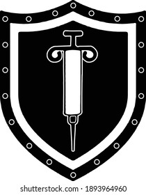 Show of your immunization with this great covid shield design.  This design features a cut file of a shield with a syringe in the middle in both black and white. 