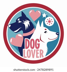 Show your love for dogs with a delightful badge featuring cute canine illustrations