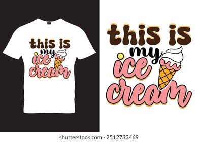 Zeigen Sie Ihre Liebe zum Eis mit diesem lustigen Typografie-T-Shirt! Perfekt für den Sommer, es verfügt über fette Buchstaben, die Ihre Lieblings-süßen Leckerbissen in einer kühlen, stilvollen Art und Weise feiern