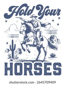 Show your patriotic spirit this 4th of July with a vintage western cowboy rodeo t-shirt. A unisex design great for rodeo lovers and western fashion enthusiasts