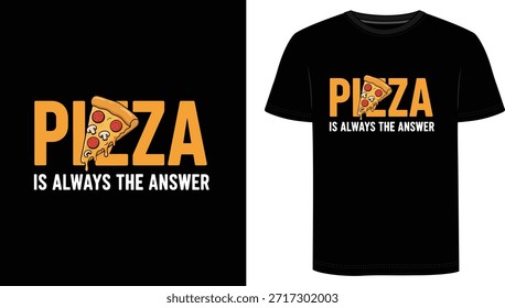 Muestra tus verdaderas prioridades con esta camiseta atrevida de “Pizza es siempre la respuesta”. Con una deliciosa rebanada de pizza de pepperoni cursi que reemplaza la letra "I" en PIZZA y texto blanco limpio sobre un fondo negro, esta divertida camiseta gráfica es perfecta para los amantes de la pizza, los amantes de la comida y cualquiera que crea que cada problema se puede resolver con una rebanada caliente. Suave, cómodo y fácil de peinar con jeans o pantalones cortos, es ideal para la noche de pizza, noche de juegos, maratones de películas o fines de semana informales.