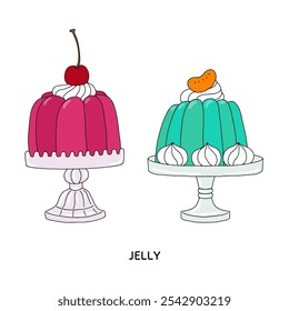 Showa retro colorful jelly hand-drawn illustration