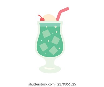 Showa Retro Melon Soda Illustration