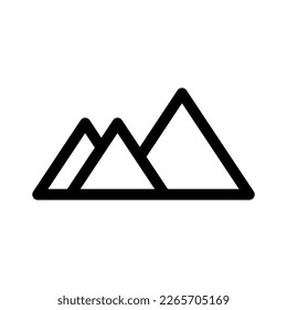 Showcase the beauty and elegance of your design with this stunning Black and White mountain Icon. Perfect for graphic designs, logos, mobile apps, posters and more. 

