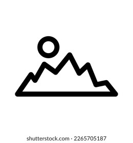 Showcase the beauty and elegance of your design with this stunning Black and White mountain Icon. Perfect for graphic designs, logos, mobile apps, posters and more. 
