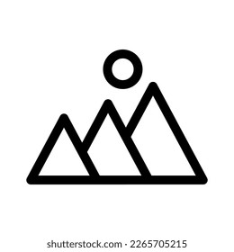 Showcase the beauty and elegance of your design with this stunning Black and White mountain Icon. Perfect for graphic designs, logos, mobile apps, posters and more. 

