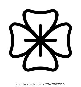 Muestra la belleza y la elegancia de tu diseño con este impresionante ícono de trébol de cuatro hojas negro y blanco. Perfecto para diseños gráficos, logos, aplicaciones móviles, afiches y más. 
