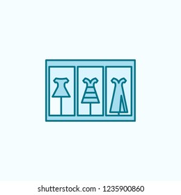 showcase with dresses 2 colored line icon. Simple colored element illustration. showcase with dresses outline symbol design from shopping mall set