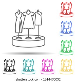 Showcase With Dresses Multi Color Style Icon. Simple Thin Line, Outline Vector Of Mall Shopping Center Icons For Ui And Ux, Website Or Mobile Application