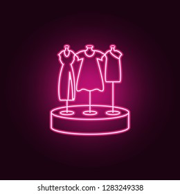 showcase with dresses outline icon. Elements of Mall Shopping center in neon style icons. Simple icon for websites, web design, mobile app, info graphics