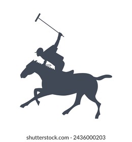 Muestra la emoción del deporte de polo a través de esta ilustración vectorial. Capturar a un jugador de polo en medio de la huelga, sentado en lo alto de un caballo galopando en el campo - la energía del juego se transmite eficazmente