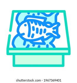 showcase with fish color icon vector. showcase with fish sign. isolated symbol illustration