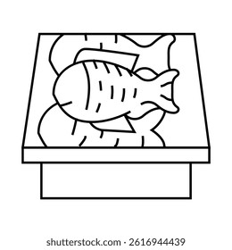 showcase with fish line icon vector. showcase with fish sign. isolated contour symbol black illustration