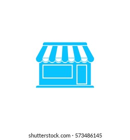 Showcase Kiosk icon flat. Blue pictogram on white background. Vector illustration symbol