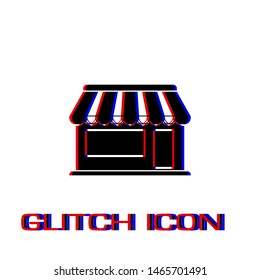 Showcase Kiosk icon flat. Simple pictogram - Glitch effect. Vector illustration symbol