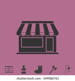 Showcase Kiosk icon flat. Simple vector grey pictogram and bonus symbol