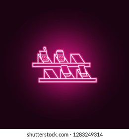 showcase with mobile phones outline icon. Elements of Mall Shopping center in neon style icons. Simple icon for websites, web design, mobile app, info graphics