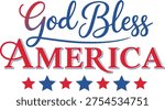 Showcase national pride with this "God Bless America" design, featuring script, block letters, and alternating red and blue stars. 4th of July Typography Design