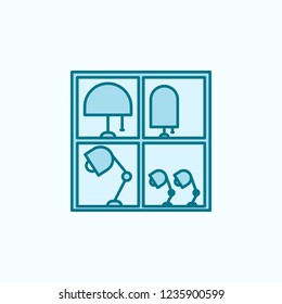 showcase with nightlights 2 colored line icon. Simple colored element illustration. showcase with nightlights outline symbol design from shopping mall set