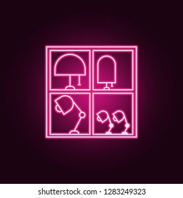 showcase with nightlights outline icon. Elements of Mall Shopping center in neon style icons. Simple icon for websites, web design, mobile app, info graphics