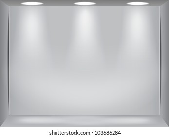 Showcase room with three light sources