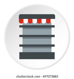 Showcase in shop icon. Flat illustration of showcase in shop vector icon for web