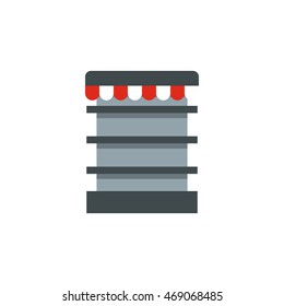 Showcase in shop icon in flat style isolated on white background. Purchase symbol